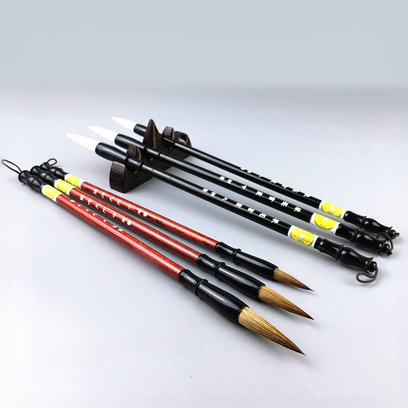 Large Middle Small Regular Script Writing Brushes Set Weasel Hair Calligraphy Pen Brush Painting Cursive Handwriting Brush Pen