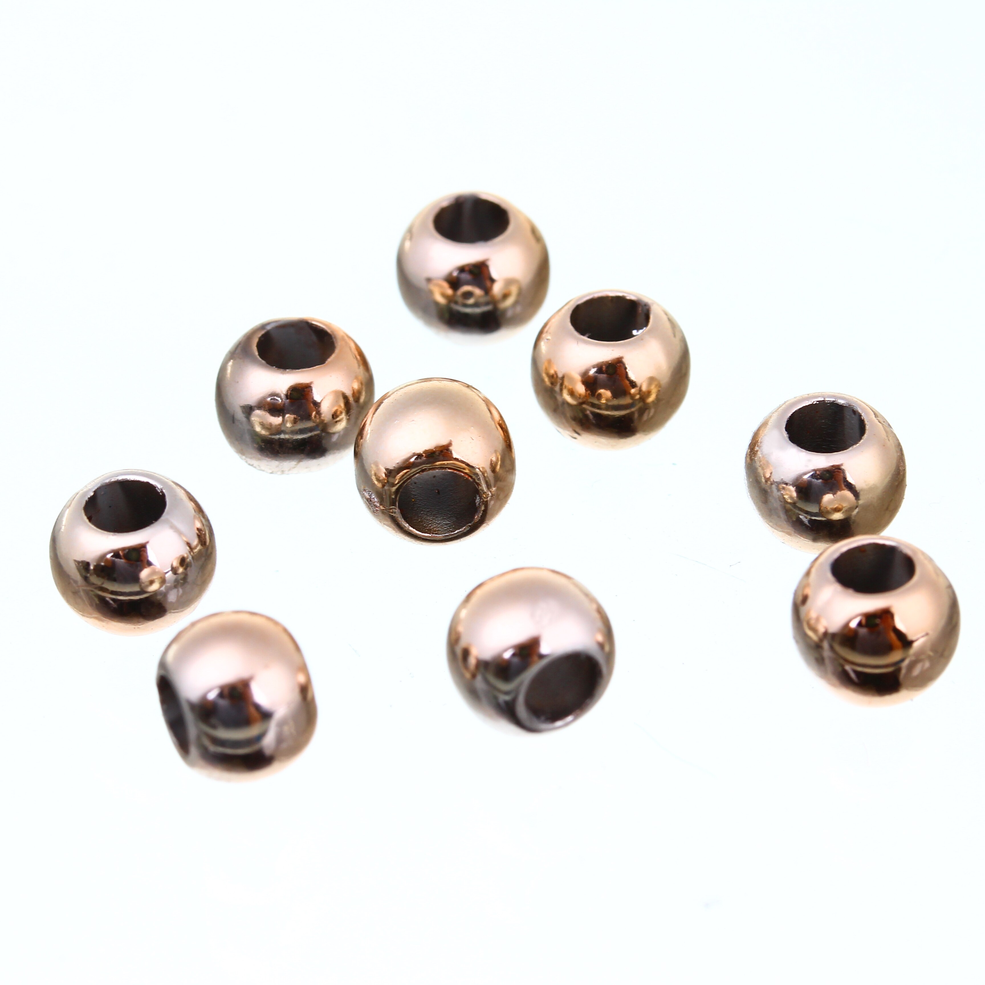 100pcs Dia 4 6 8 10 12mm CCB Round Big Hole Bead Gold Spacer Beads Leather Cords Bracelet Necklace For DIY Jewelry Making