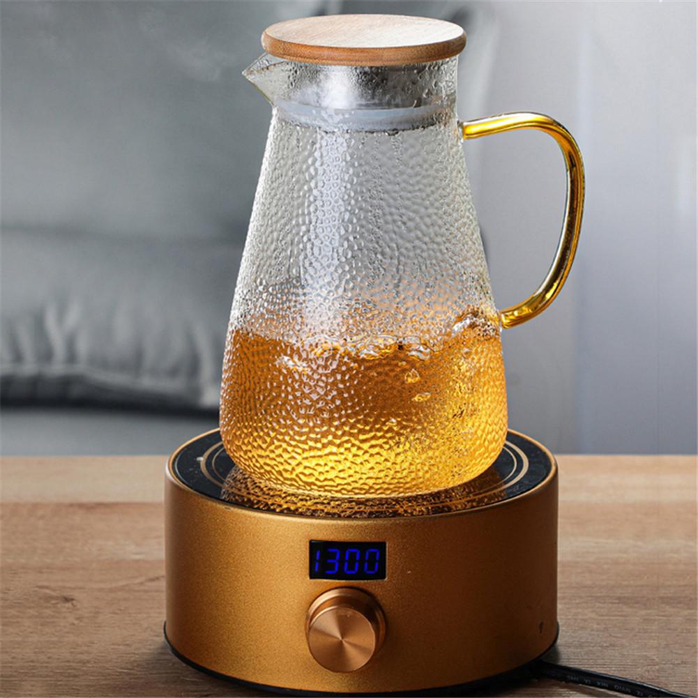 Heat Resistant Water Pitcher 1500ml Glass Tea Pot With Lid Juice Kettle Boiling Milk Coffe Chaleira With Handle Kitchen Tool