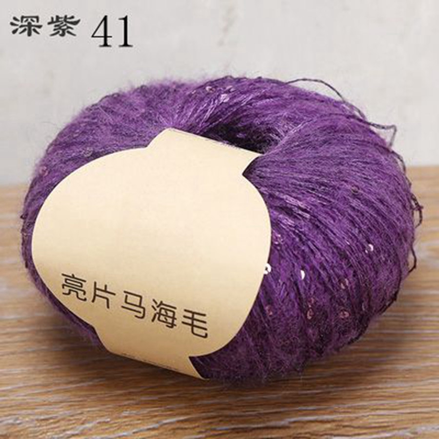 Blødt strikkegarn med pailletter til stof, farverigt tyndt hæklegarn, perlebesat pailletgarn, håndvævet uld med , 50g nøgler: Grøn