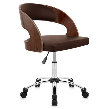 Art Computer Chair European-style Special Home Office Chair Student Backrest Chair Swivel Chair Seat Solid Wood Ergonomic Chair: Dark brown