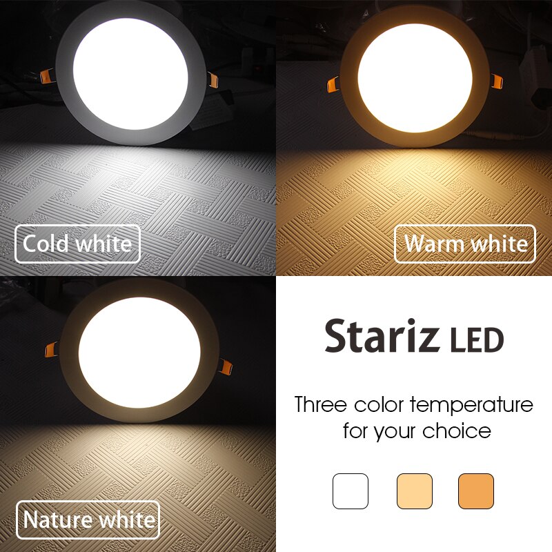 Panel Led-luz redonda de interior-Iluminación 220v techo ultrafino-empotrado-Downlight 3W 6W 12W 18W