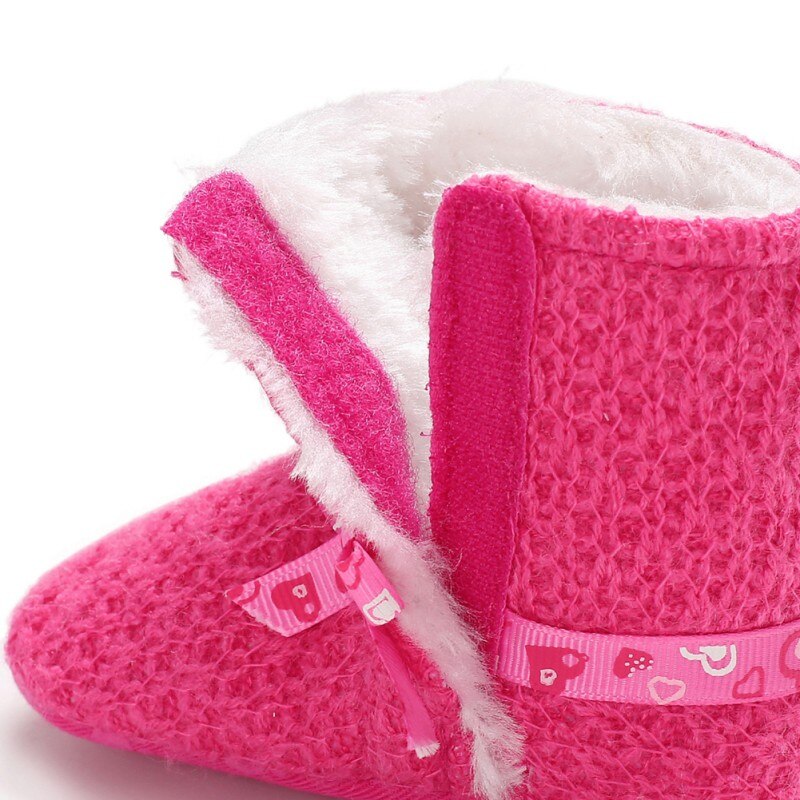 Inverno bebê arco botas de pelúcia macio bll booties para infnt meninas nti deslizamento neve bota manter wrm berço sapatos 0-18m