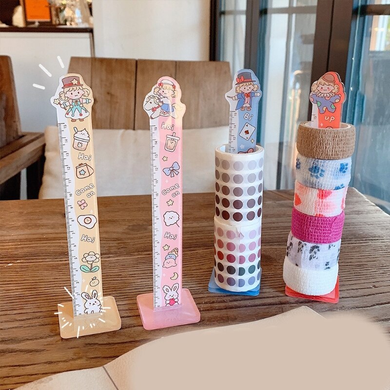 Plastic Ruler Straight Ruler Plastic Measuring Tool Compatible with Student School Office Blue/Pink/Red/Yellow