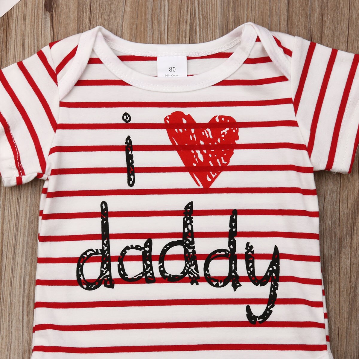 Newborn Baby Boys Girls Clothes Cotton Striped Romper I Love Daddy Print Jumpsuit Outfits