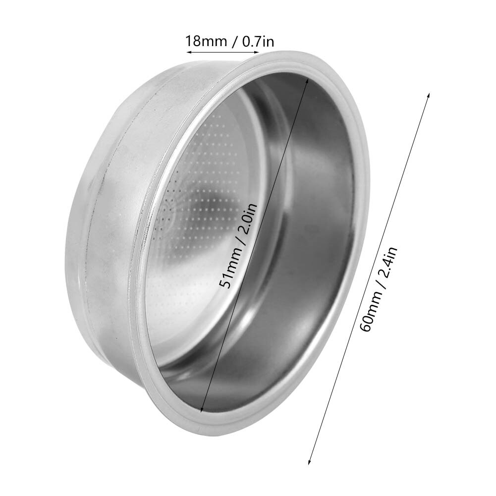 51mm enkellager rostfritt stål kaffemaskin filter sil skål passar för delonghi kaffemaskin tillbehör: 51mm