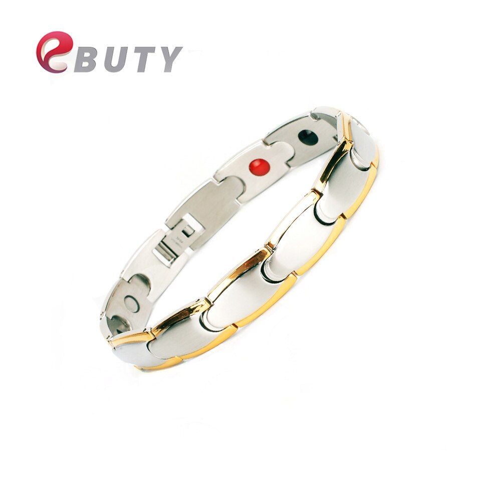 EBUTY Gesundheit 4 Elemente Armbinde Edelstahl Armreif Frauen &Ampere; Männer Armbinde Schmuck Mit Kasten Hologramm Armbänder