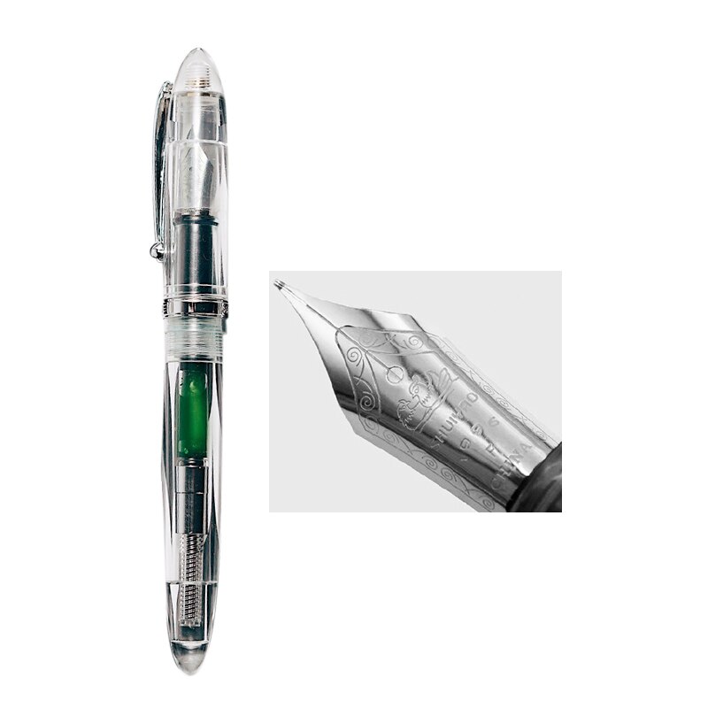Stylo-plume lorelei transparent à remplissage convertisseur, pointe fine, 0.5mm pointes, fournitures de bureau, fournitures scolaires et de papeterie: Argent