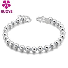 silver color Bracelet Full Smooth Ball Bead Bracelets For women Jewelry