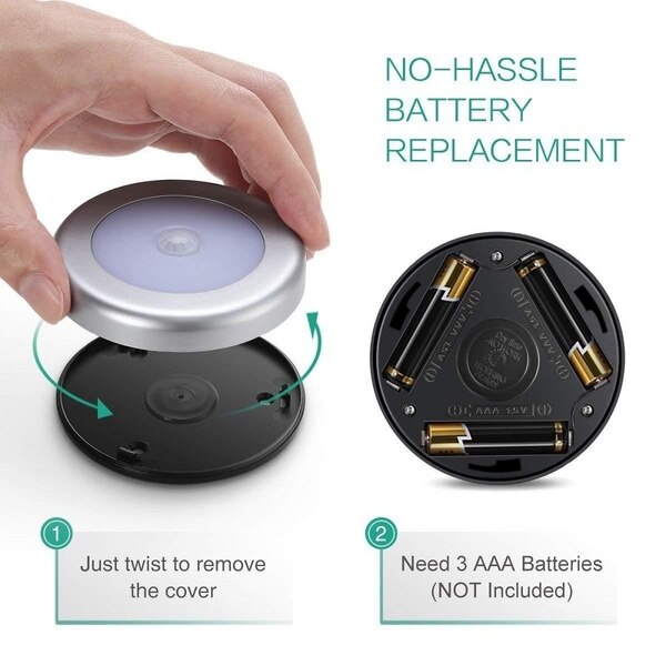 1pc PIR Infrared Motion Sensor Lamp Battery Powered Night Light Magnetic Infrared Wall Lamp Closet Stairs(Battery Not Include)