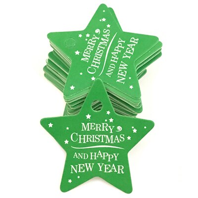 100Pcs Kerst Serie Tags Papier Label Label Diy Ambachten Hang Tag Bakken Wikkelen Decoratieve Card Kerst gunsten: Star-Green