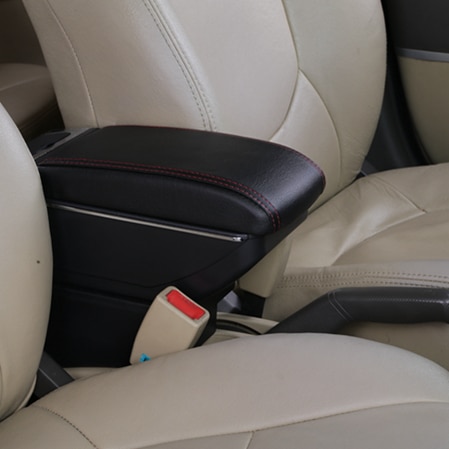 Accoudoir central en cuir synthétique pour ford ecosport, boîte de rangement, porte-gobelet, cendrier, accessoire de style automobile: B styke noir rouge