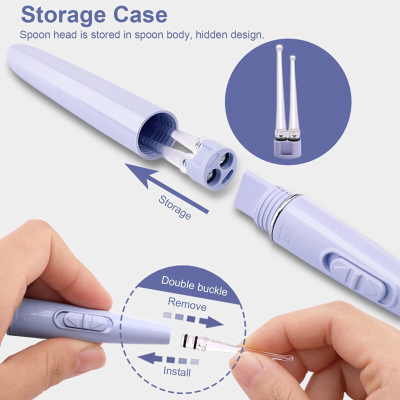 Pince à épiler les oreilles outil d'élimination de la cire d'oreille avec lumière LED loupe nettoyeur des oreilles pince à épiler pour enlever la cire d'oreille soins des oreilles