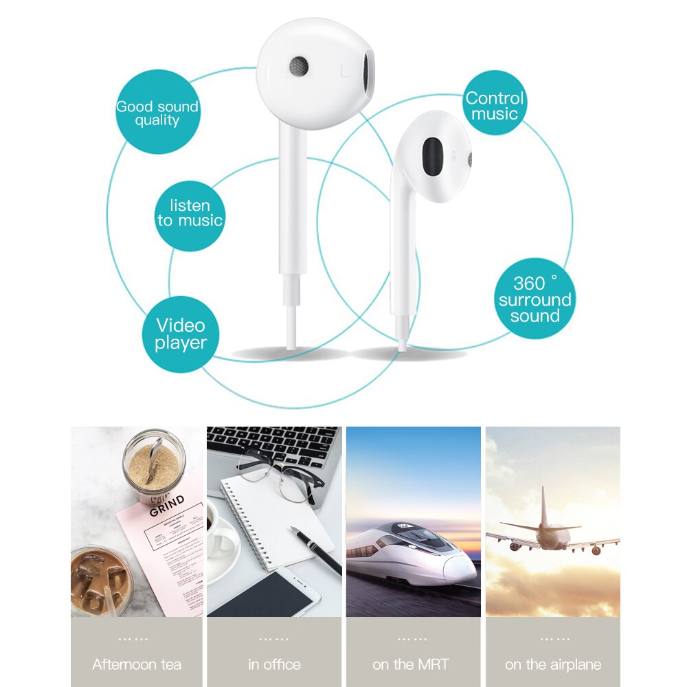 Stereo Sound Ligting In Ear Earphone for Apple iPhone 8 7 Plus X XS MAX XR 11 Wired Control Earbuds with MicMusic Earphone