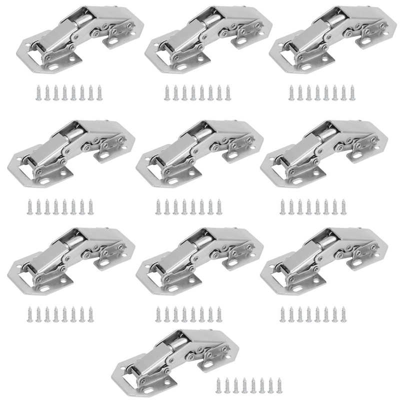 10 Set Cabinet Hinge No-Drilling Hole Soft Closing Door Hinge for Cabinet Wardrobe Door Hinge