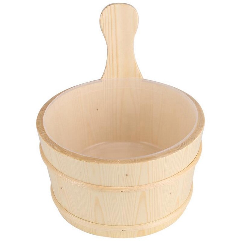 Seau en bois naturel de salle de bains + ensemble de louche pour des accessoires de salle de bains de Spa de Sauna