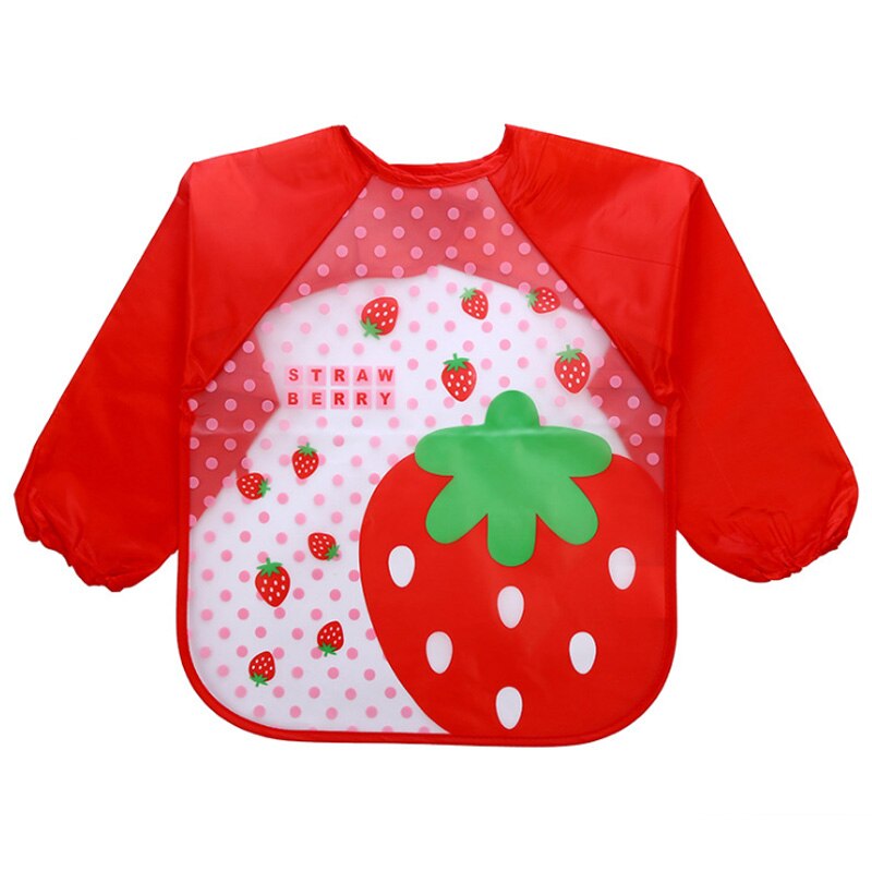 Baby Slabbetjes Baby Burp Doeken Peuter Sjaal Voeden Kiel Lange Mouw Waterdichte Overall Babyvoeding Accessoires I0004: Strawberry