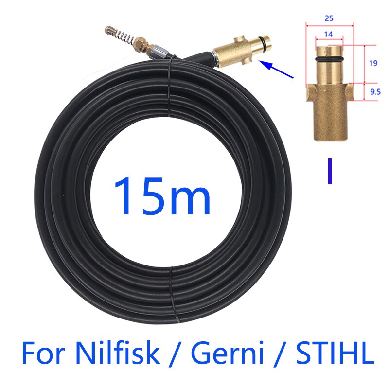 15 Meter Riool Drain Tuinslang Baggeren Schoner Kits Voor Karcher Lavor Interskol Huter Nilfisk Stihl Elitech Hogedrukreiniger: green