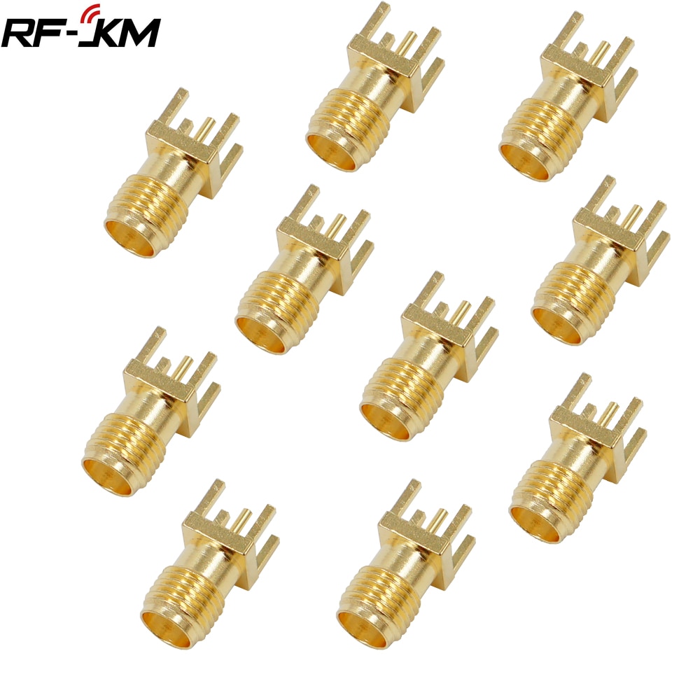 10Pcs SMA Female Jack Adapter Solder Edge PCB Straight Mount RF Copper Connector Plug Socket
