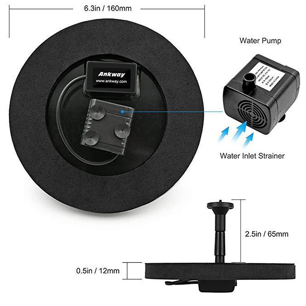 Garden decoration Solar Panel Powered Water Fountain Pump For Pool Pond Garden Outdoor Submersible Waterfall Floating 2