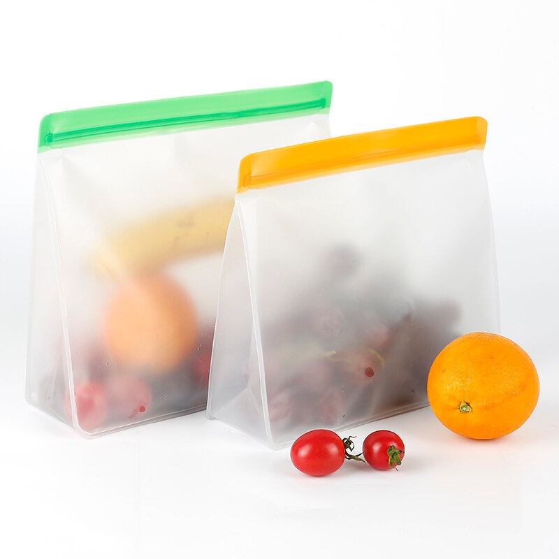 PEVA Food Storage Containers Reusable Silicone Fresh Bags Moistureproof Refrigerator Vacuum Sealed Bag For Sandwich Snack Fruits