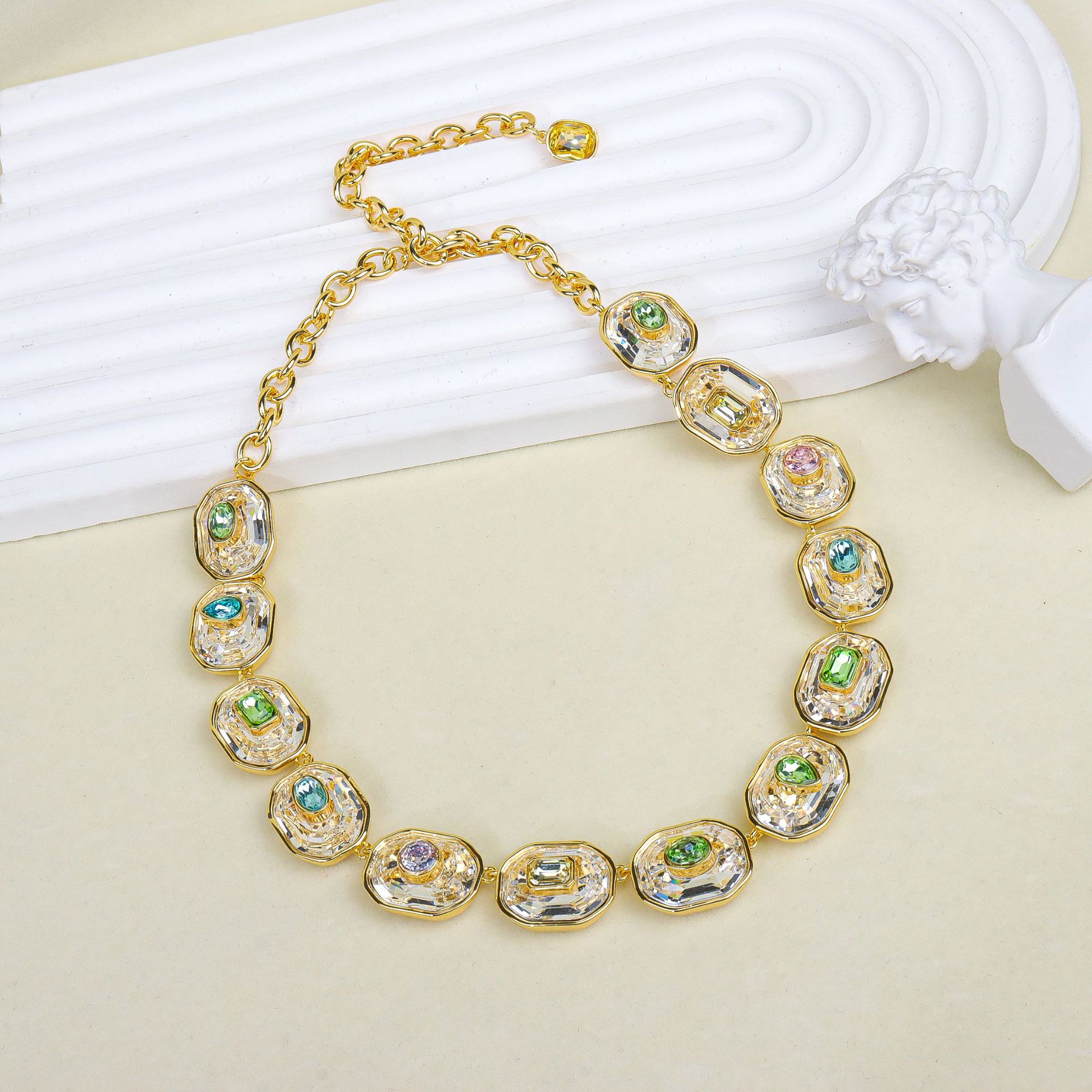 Set di gioielli in cristallo per donna, collana, orecchini e bracciale, collezione di alta gamma