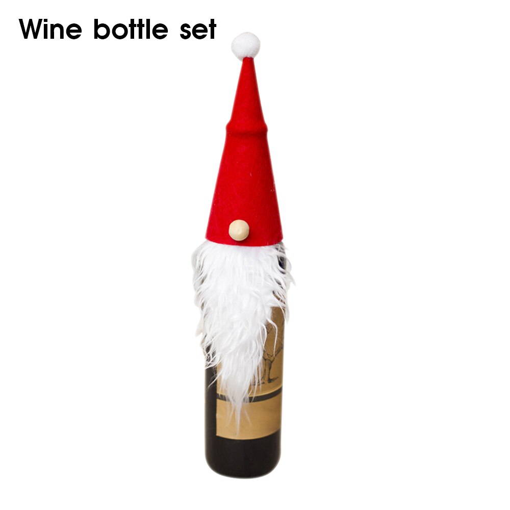 1pc Santa Claus Doll Wine Bottle Set Decoration Xmas Bottle Cap Xmas Decor Ornaments Christmas Wool Christmas Wine Bottle Cover: 01