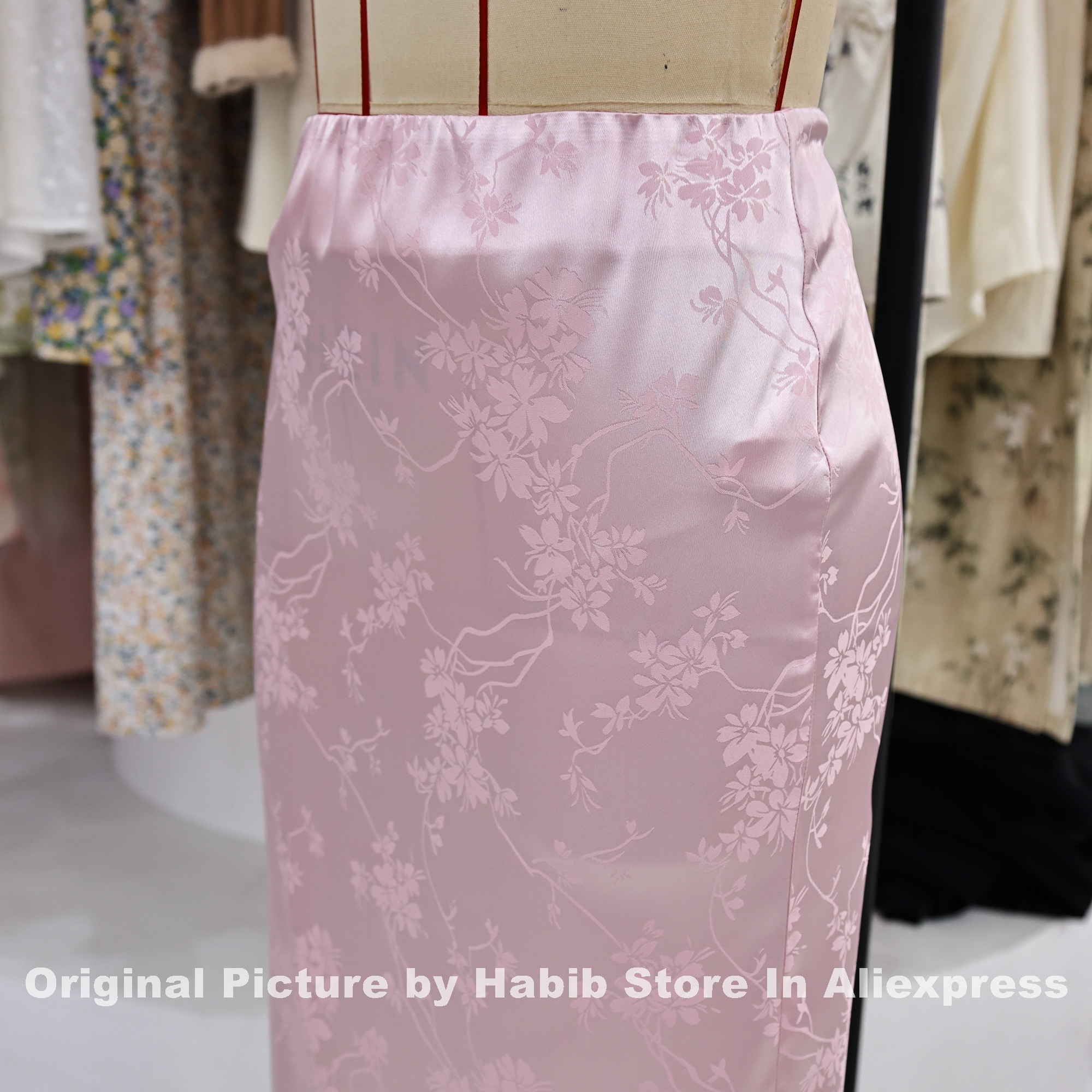 Roze satijnen rokken voor dames, slanke rok met bloemenprint, skort, streetwear, casual, eenvoudig, recht model, kokerrok, midi-rok, vrouwelijk, zijdeachtig