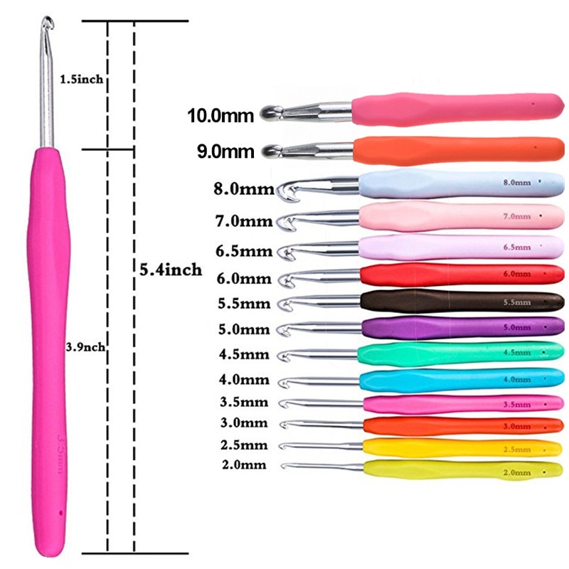 Crochet Hook Set Needle Ergonomic Crochet Hook Handle Crochet Needles Knitting Needles Hook For Chunky Yarns Sewing Accessories: StyleA-14pcs