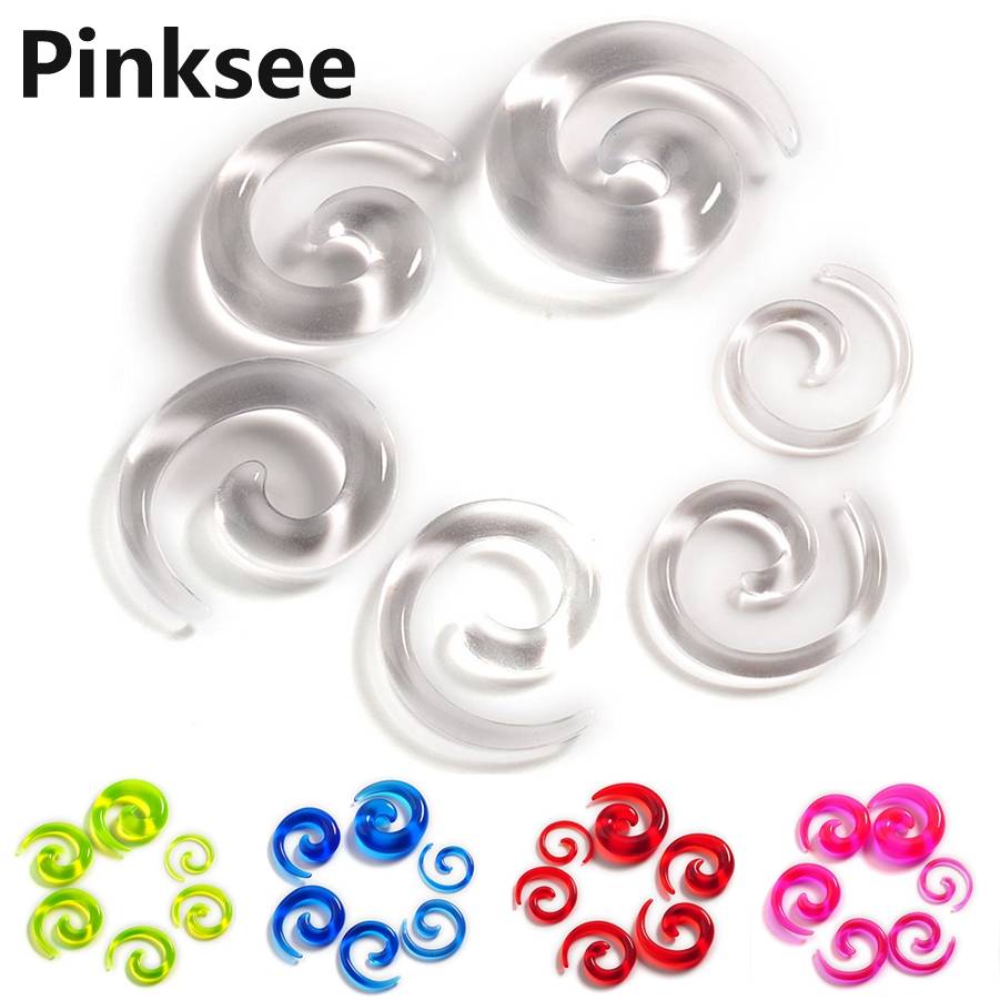 12 stücke Chic Spirale Ohr Taper Gauge Acryl Ohr Stecker Expander Bahre Flesh Tunnel Kit Piercing Körper Schmuck