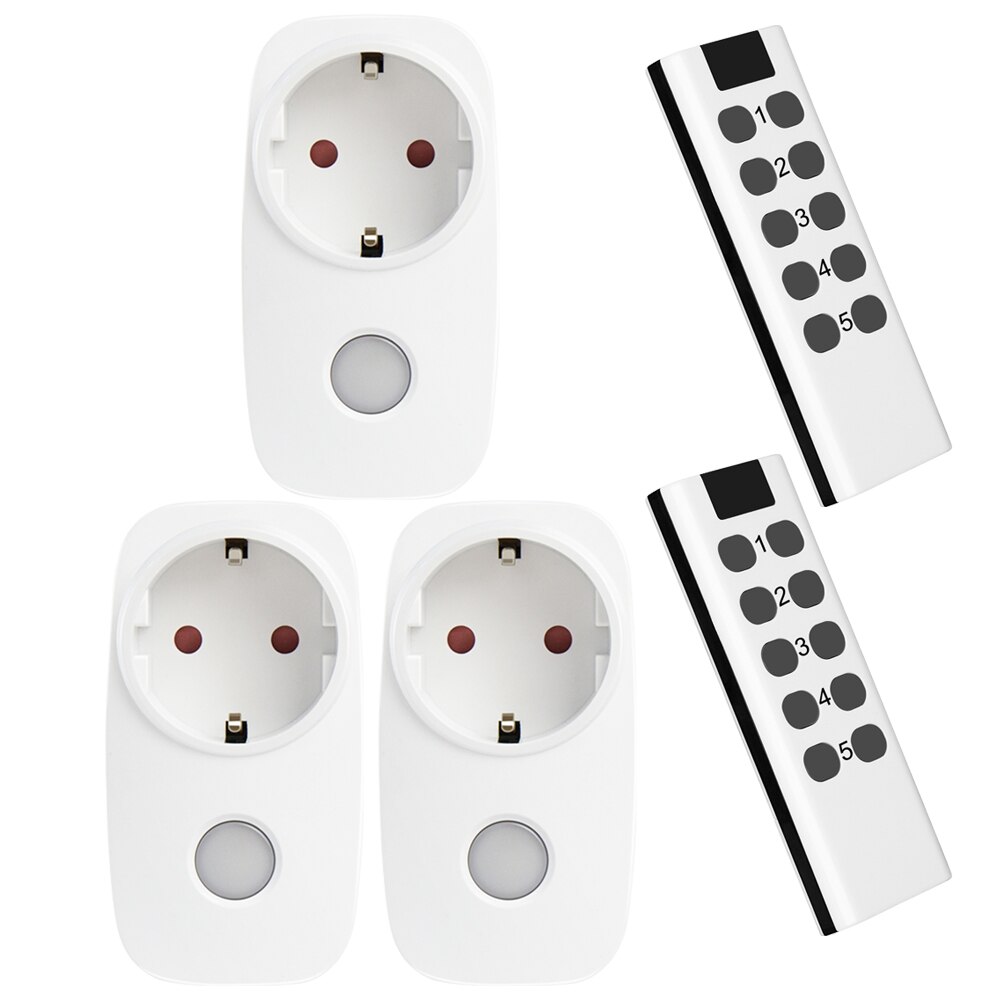 Draadloze Smart Afstandsbediening Stopcontact Lichtschakelaar Eu Standaard Plug Universele 433Mhz Stopcontact Socket Ondersteuning Broadlink: new 2Remote 3 Socket