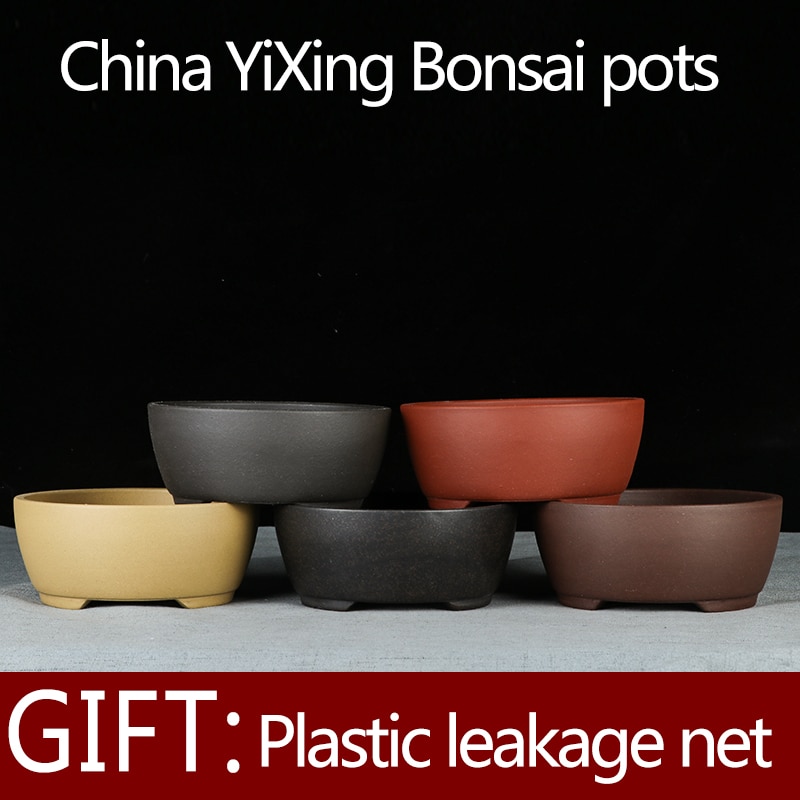 Bonsai-pot uglaze lille skål form blomsterpotter bassin kina yixing bonsai-potter haveplante urtepotte lilla sand klassisk