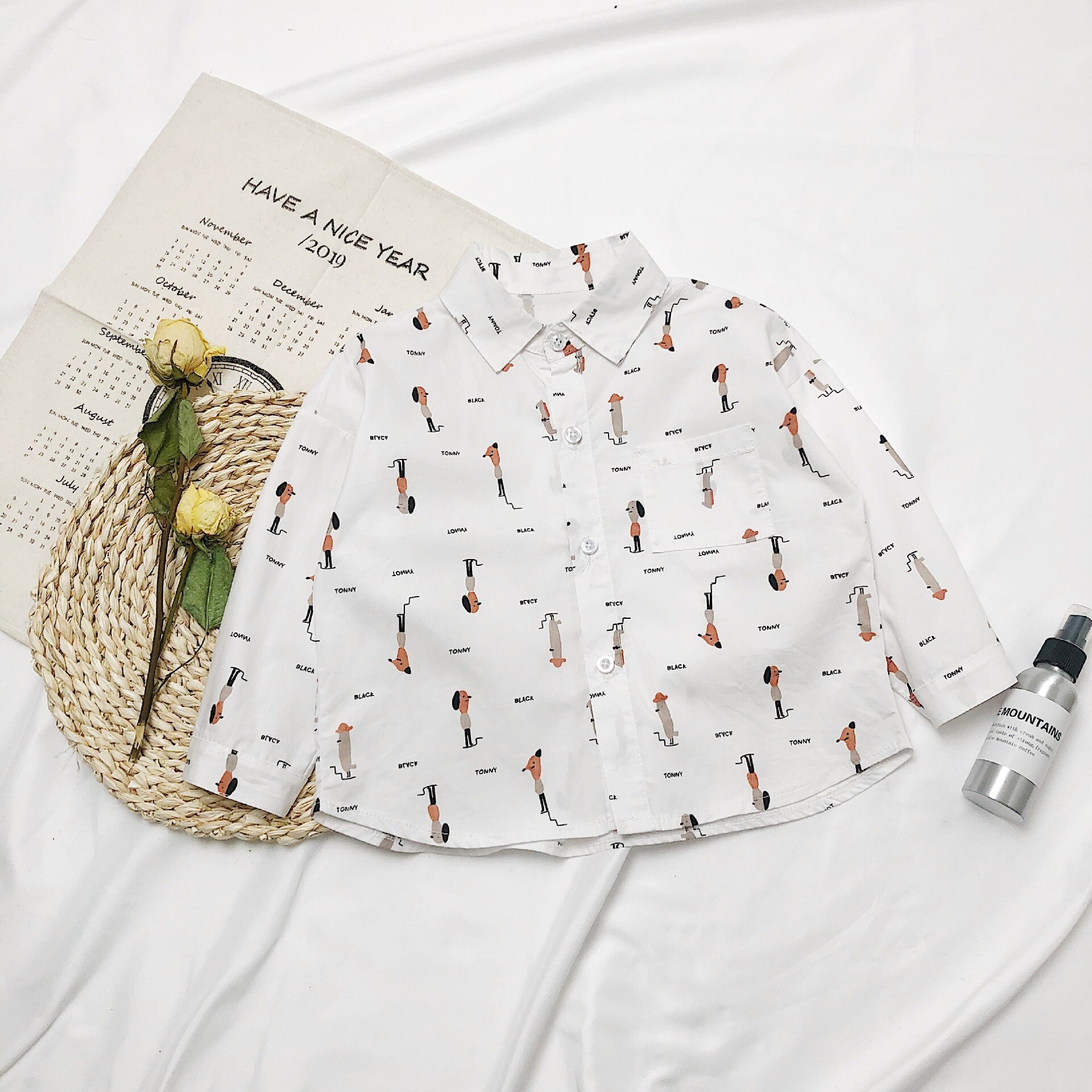 Chemises à manches longues pour bébés garçons, en coton, style, printemps-automne , décontracté