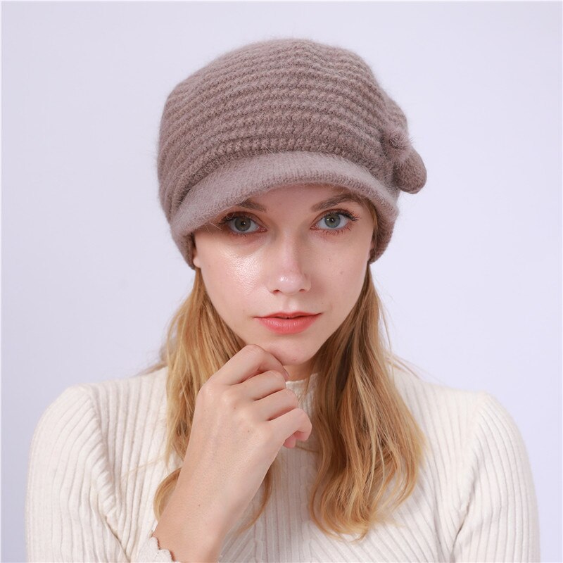 Winter Hat for Women Ladies Knitted Crochet Warm Slouchy Knit Baggy Ski Newsboy Caps Casual Plain Sweet casquette: A