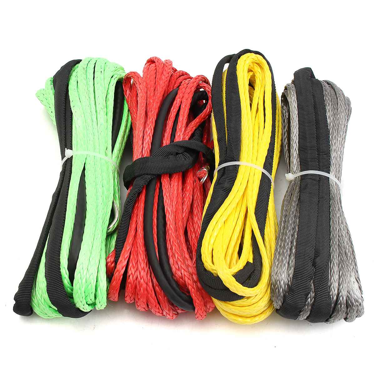 15m 5500lbs Winch Rope String Line Cable with Sheath Gray Synthetic Towing Rope Car Wash Maintenance String for ATV UTV Off-Road