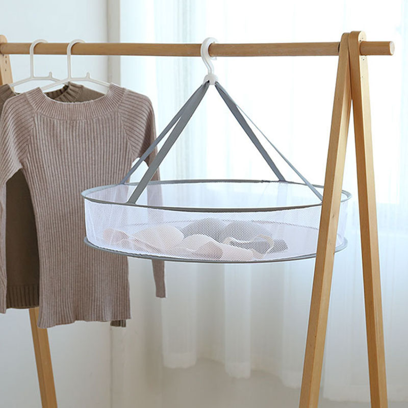 Single/Double Layer Drying Rack Folding Hanging Clothes Laundry Basket Underwear Dryer Sweater Cloth Net Dry Rack Mesh Hanger