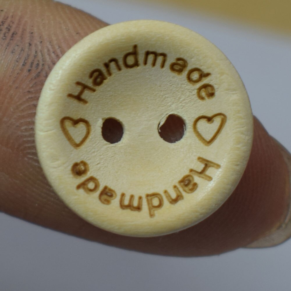 100 stuks handgemaakte houten knoopjes met letters en 2 gaten in natuurlijke kleur, doe-het-zelf naaien, houten knopen voor handwerk, scrapbooking 15/20/25mm: 2 / 20mm