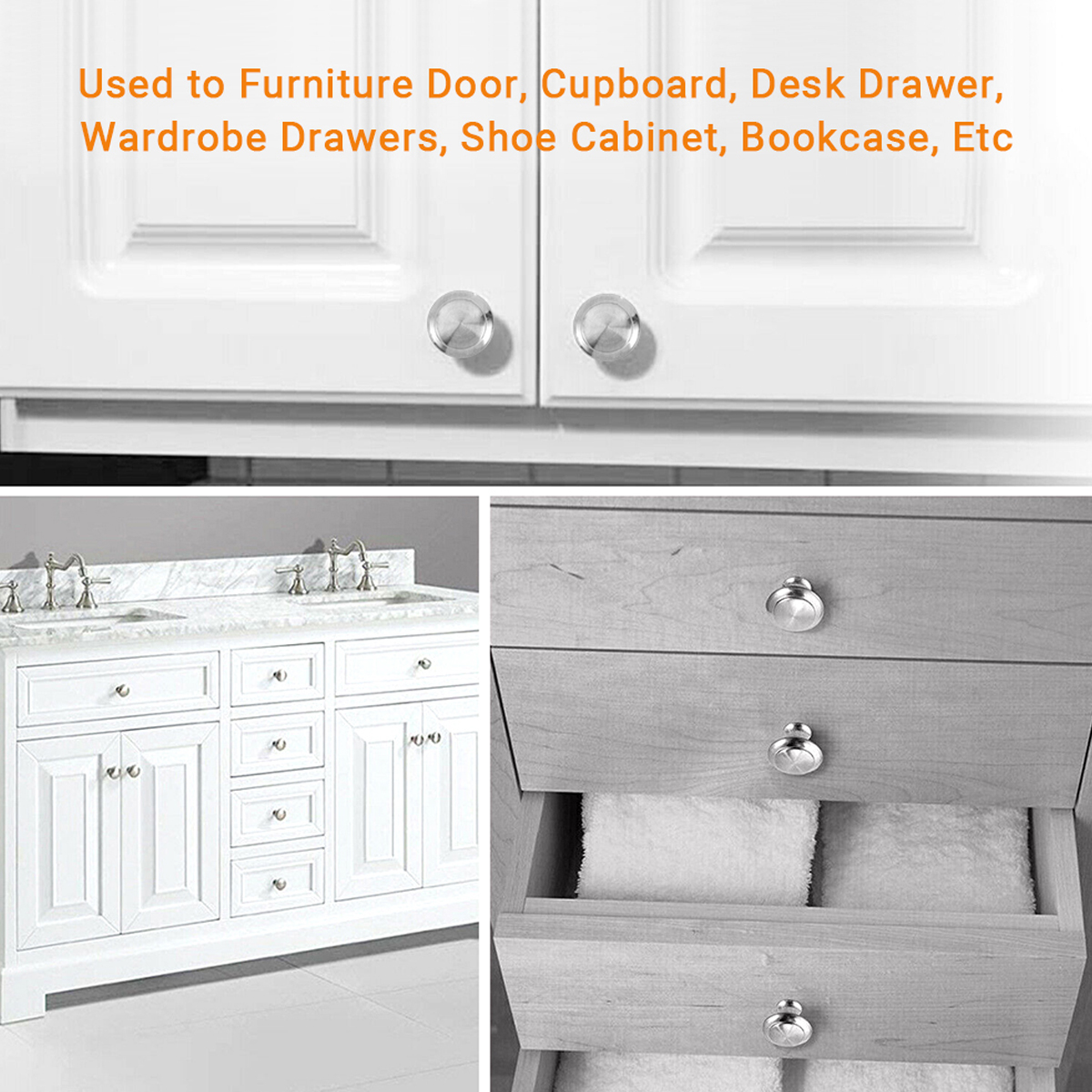 Cabinet Knobs Handle Stainless Steel Drawer Handle Furniture Door Dresser Kitchen Bathroom Hardware Accessory