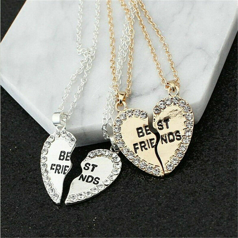 Vrouwen Meisje Mode Ketting Beste Vrienden Bff Vriendschap Hart Strass Hangers Charm Ketting Sieraden