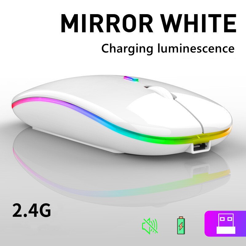 Bluetooth Draadloze 2.4Ghz Muis Usb Optische Muis Oplaadbare Rgb 1600Dpi Muis Computer Ergonomische Gaming Muis Voor Laptop Pc: B1-Rechargeable-2