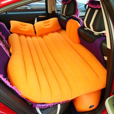 Auto Luchtbed Auto Shock Matras Auto Massaal Luchtbed Outdoor Reizen Air slaapbank bed Auto opblaasbare reizen bed: Oranje