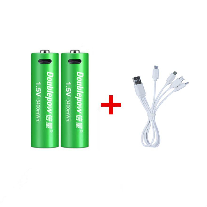 1.5v 3400mWh AA rechargeable battery USB AA rechargeable lithium battery fast charging via Micro USB cable: 2PCS with USB cable