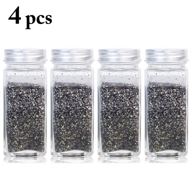 Agitadores de sal y pimienta de vidrio grueso, tarro de condimentos, herramienta para barbacoa, botellas, contenedor de vinagrera, agitador de condimentos, 2/4 Uds.: Blanco
