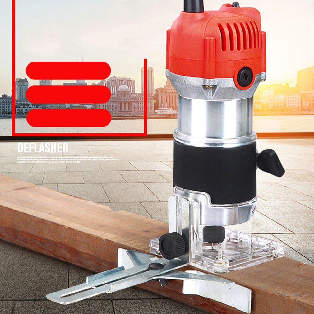 220V 1/4 850W Trim Router Edge Wood Clean Cuts Power Woodworking Tool 33000RPM trim router Lathe Live Center Taper Tool