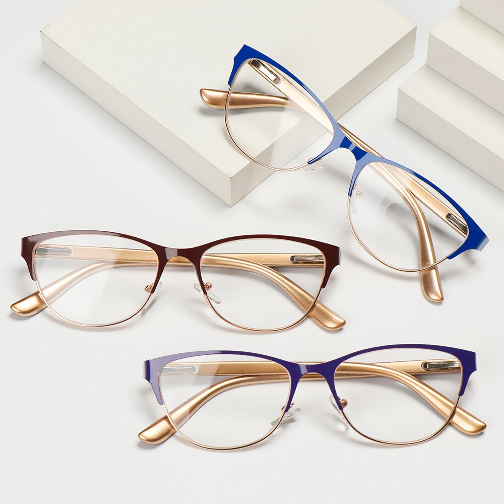 1pc retro half montuur leesbrillen unisex metaal vergroting presbyopie optische bril anti-vermoeidheid hyperopie bril