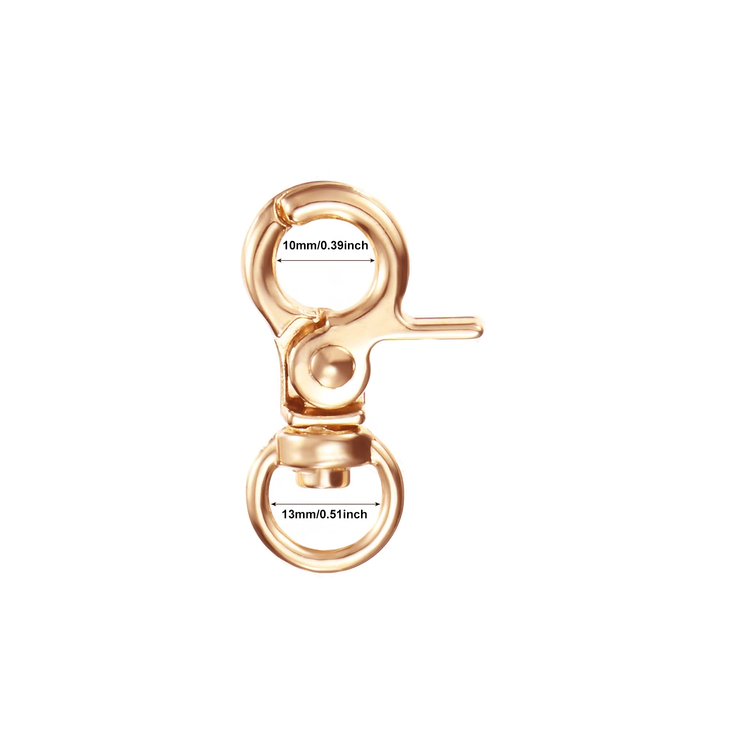 4-20 stuks 13/26mm metalen karabijnhaak sleutelhanger, draaibare haak voor tas, hondenriem, riem, portemonnee, sleutelhangers, karabijnhaak hardware: 6 # / Goud