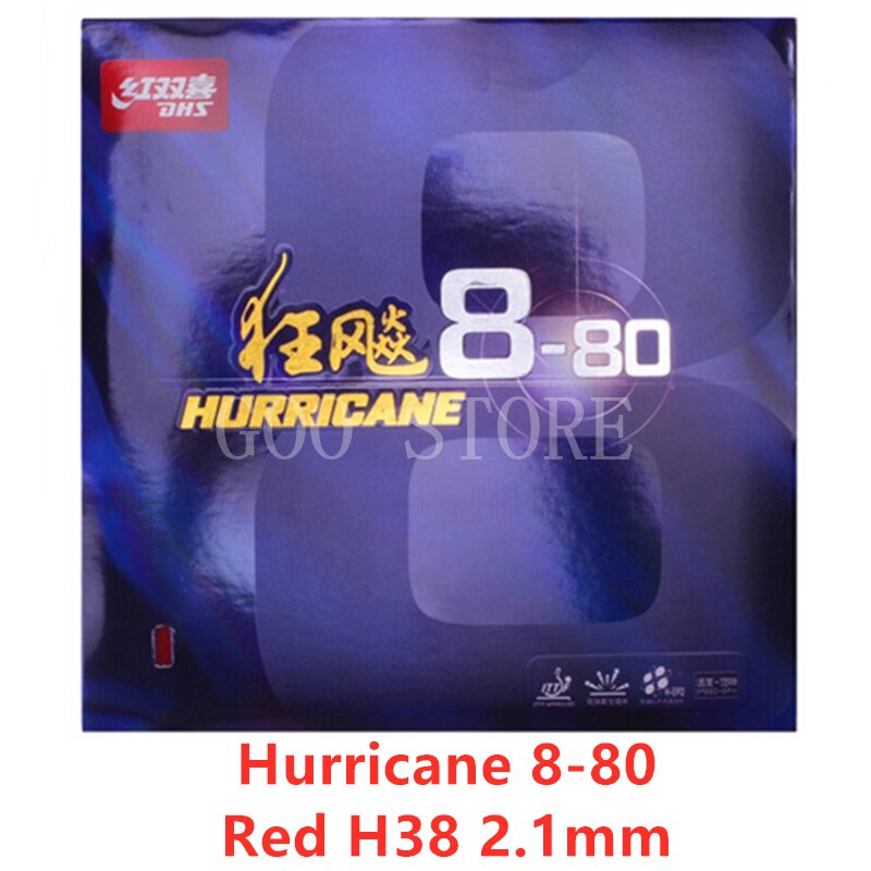 DHS D&#39;origine Hurricane8-80 L&#39;ouragan 8-80 Pips En H8-80 Ping-Pong Ping Pong Tennis De Mesa Ouragan-8-80: H38 RED