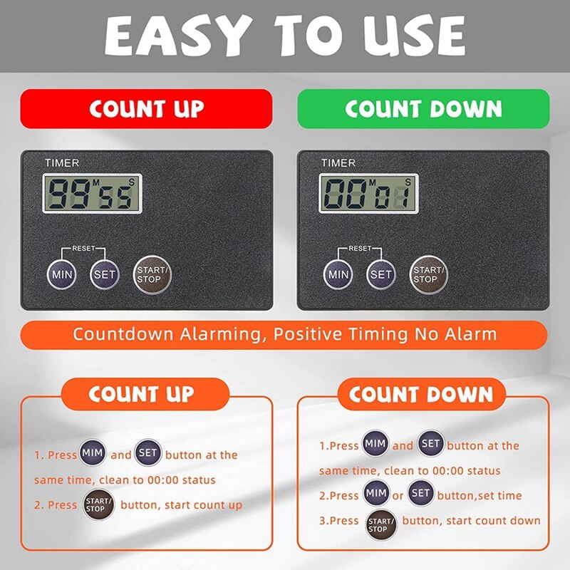 Timer Credit Card Size Digital Countdown Timer Magnetic Back With Clip Cooking Timer Small Digital Timer School