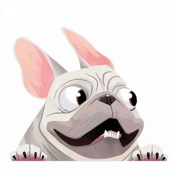 Fransk bulldog bil klistremerke kjæledyr hund vinyl dekal dyr tegneserie auto klistremerker vanntett støtfanger tilbehør dekorasjon 12*14cm: Stilb