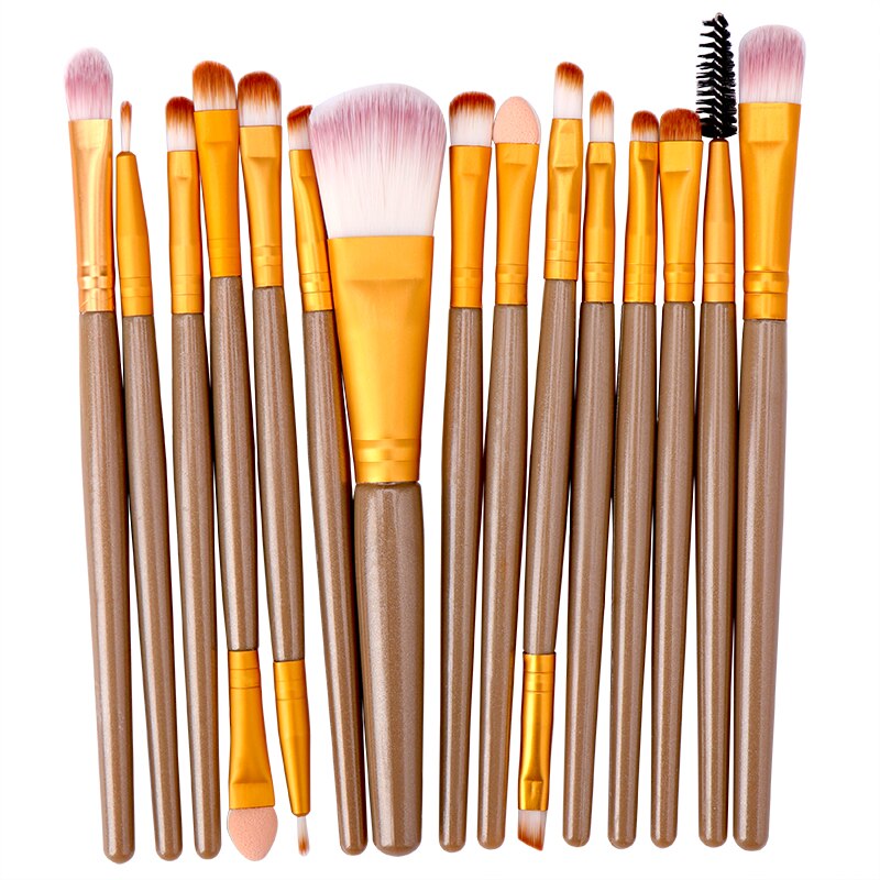 Lemoda Makeup Brushes Set 15pcs Eyebrow Highlighter Powder Foundation Eye Shadow Brush Cosmetics Makeup Brush